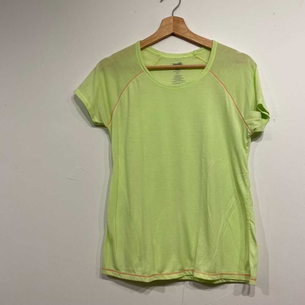 Avia Lime Green Crew Neck Stretchy T-Shirt Size Small